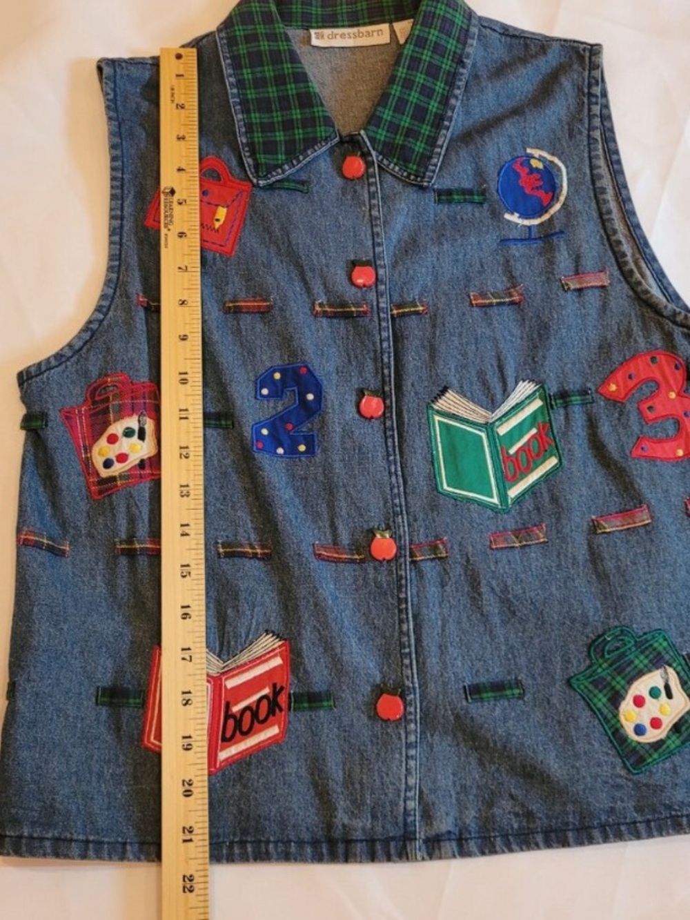 Vintage Embroidered Denim Teacher Vest - Picture 5 of 10